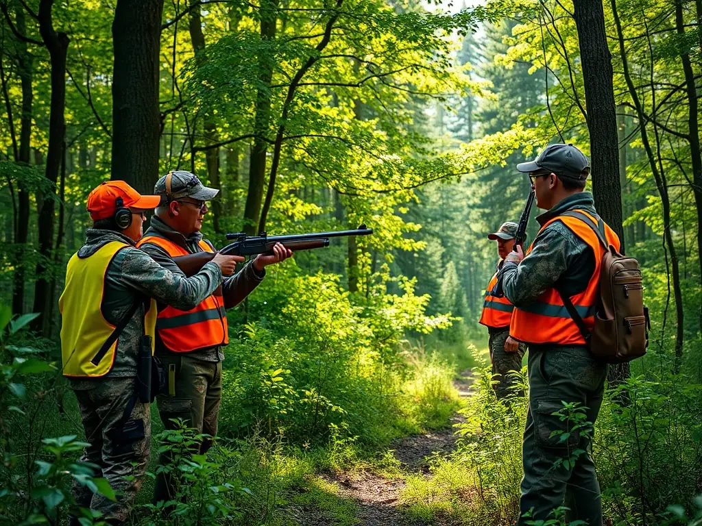 A photograph of a wildlife expert leading a workshop on responsible hunting practices for members of ASSOCIATION COMMUNALE DE CHASSE AGREEE DE SAINT FLOUR.